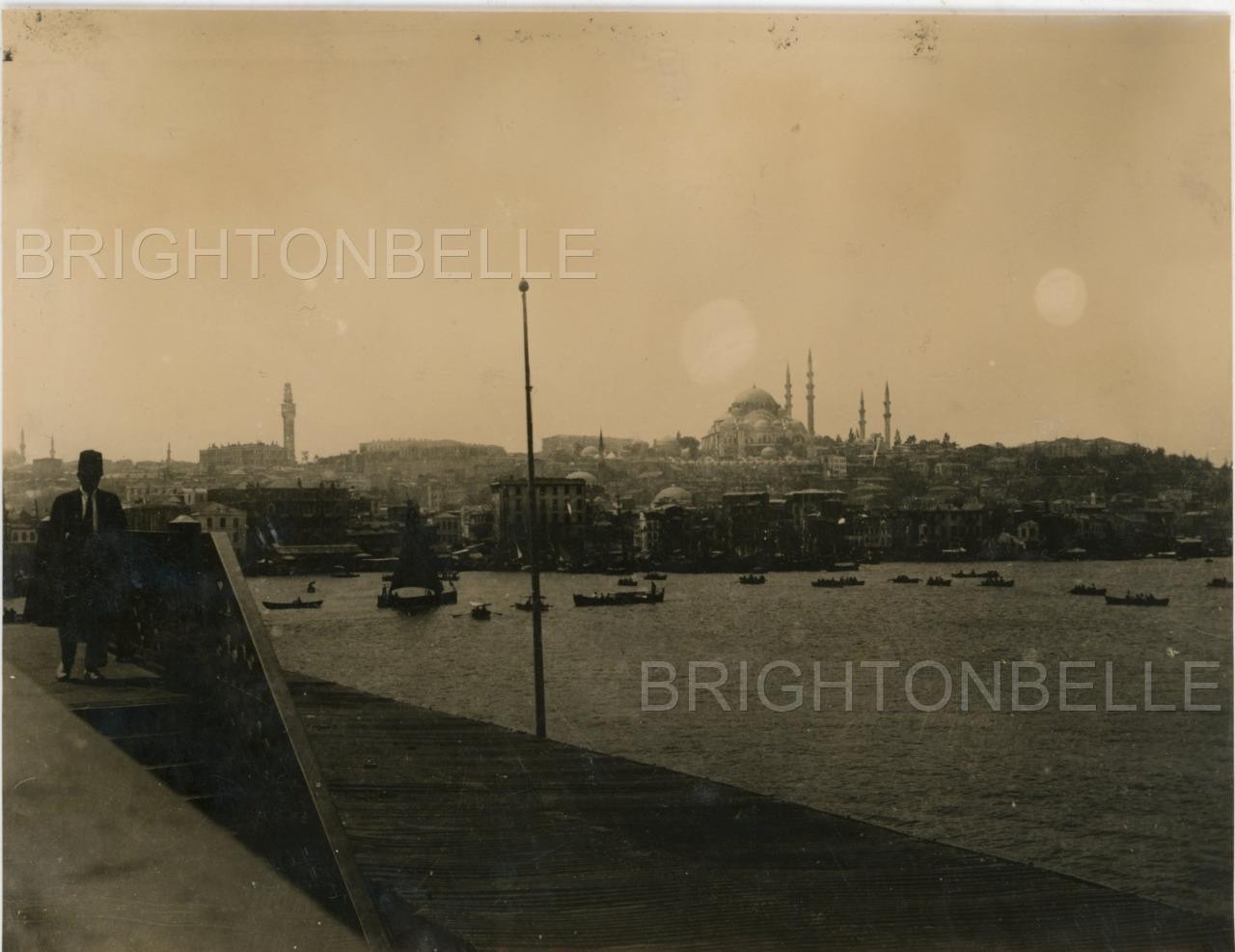 1922 CONSTANTINOPLE ISTANBUL TURKEY WATERFRONT ORIGINAL LARGE PHOTO FROM ALBUM