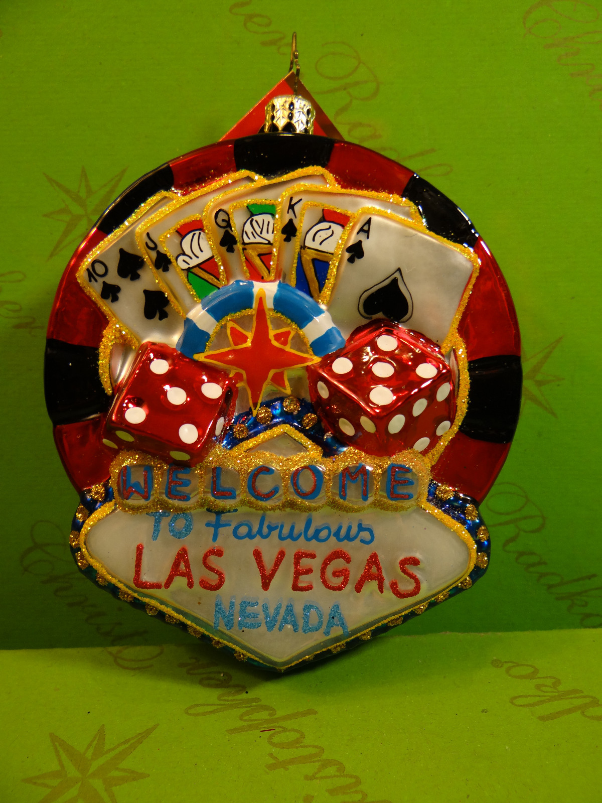 Christopher Radko Las Vegas On The Roll Glass Ornament