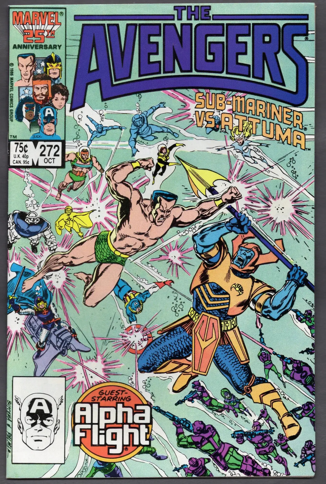 Marvel Comic The Avengers Issue 272 October 1986 Submariner Attuma Alpha Fight