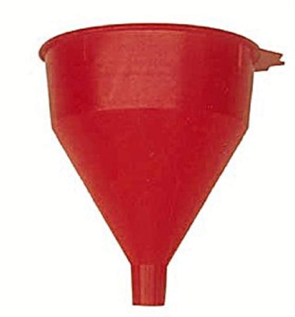 Red Polyethylene Funnel with Strainer for Oil, Fuel & Grease – 2 Quart