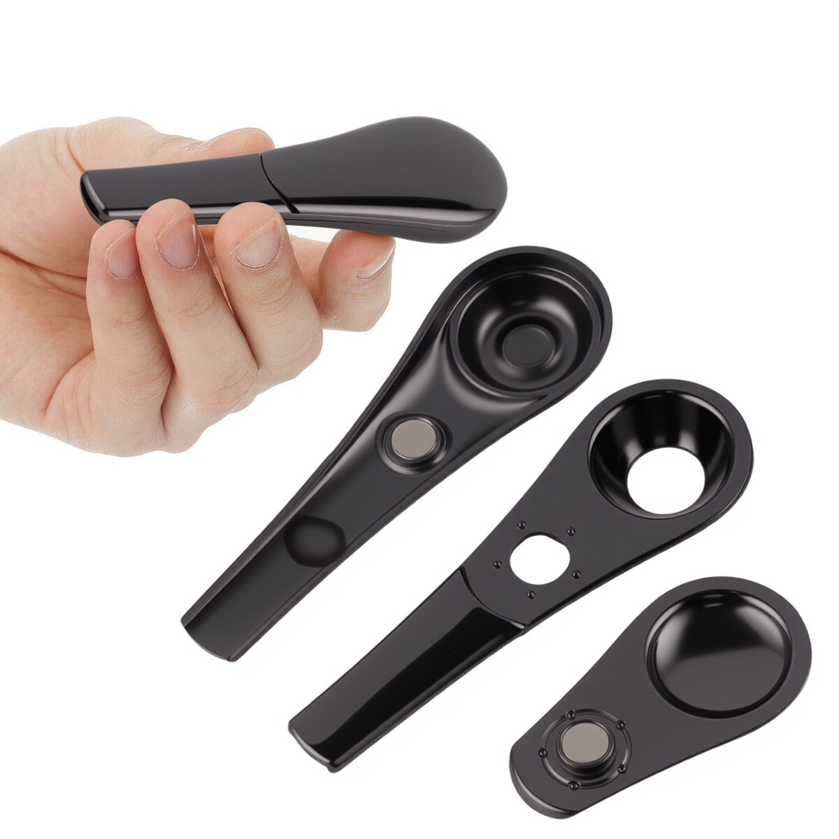 Zinc Alloy Smoking Pipe Set Detachable Easy Clean Black Gunmetal Artisan Design