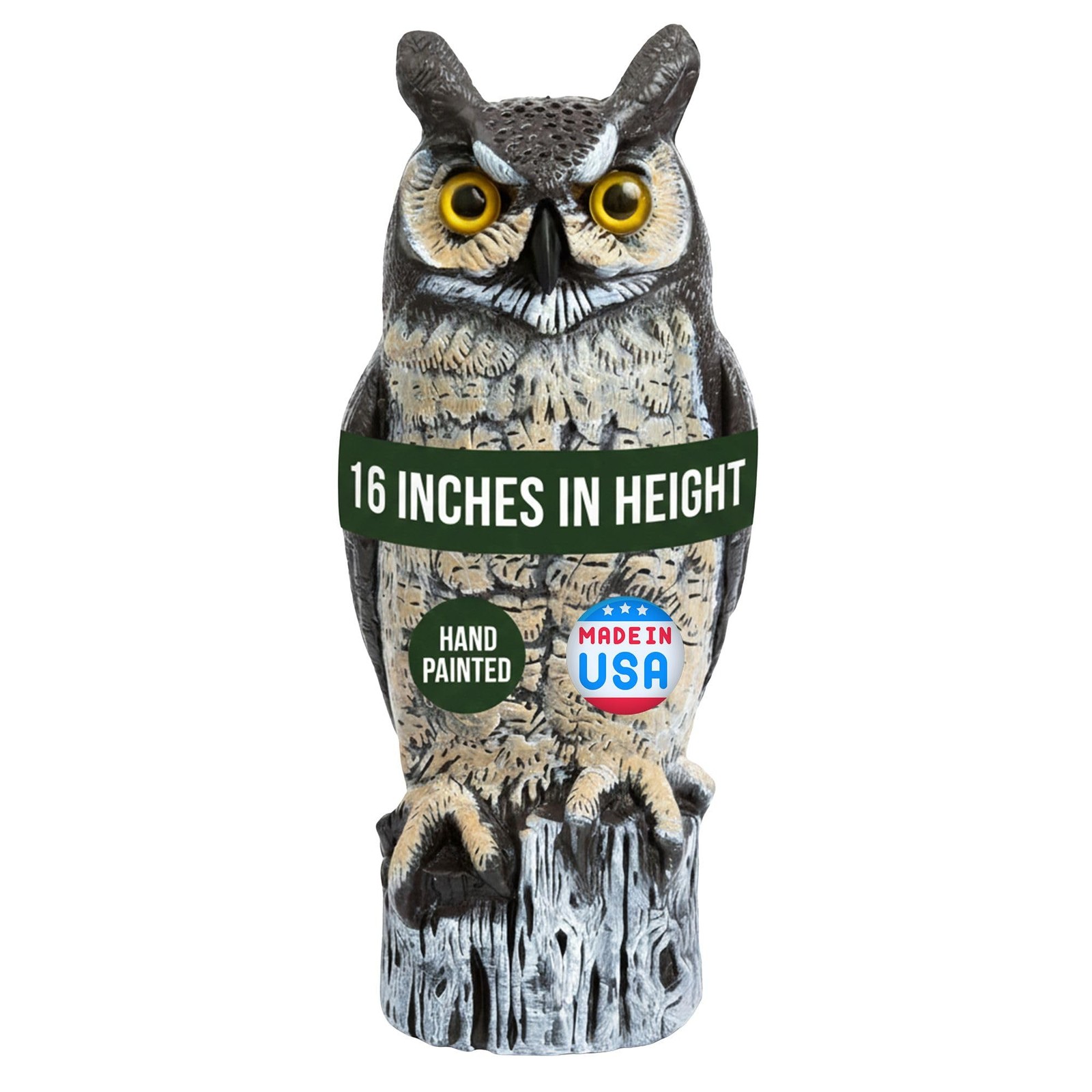 Dalen Large Fake Owl Decoy to Scare Birds Away – 16 in 16 inches, Multicolor