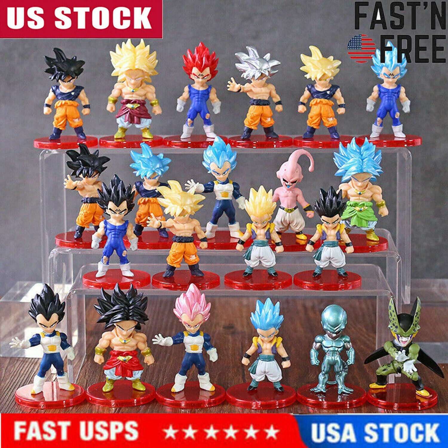 21PCS Dragon Ball Z Figures Super Saiyan Goku Vegeta Gotenks Mini Action Figures