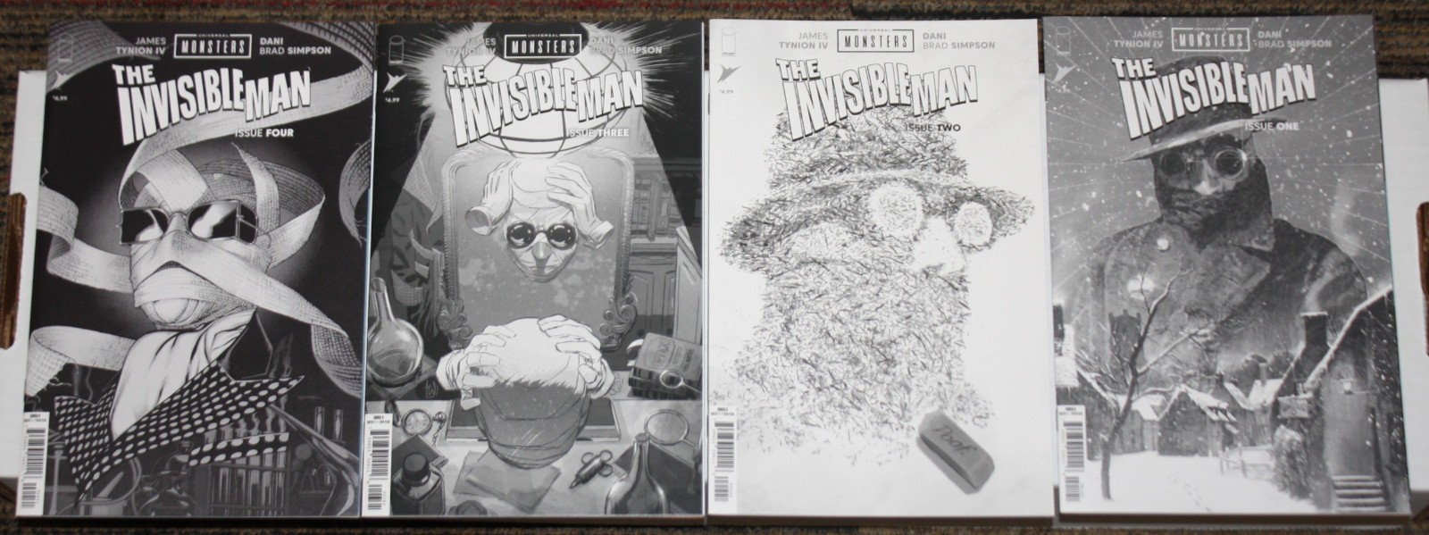 Universal Monsters The Invisible Man #1-4 SET ALL 1:25 Variants PLUS 1 PER STORE