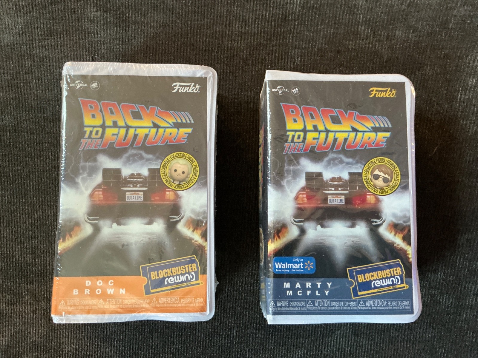 Funko Back to the Future Doc AND Marty Blockbuster Rewind Figures – SEALED
