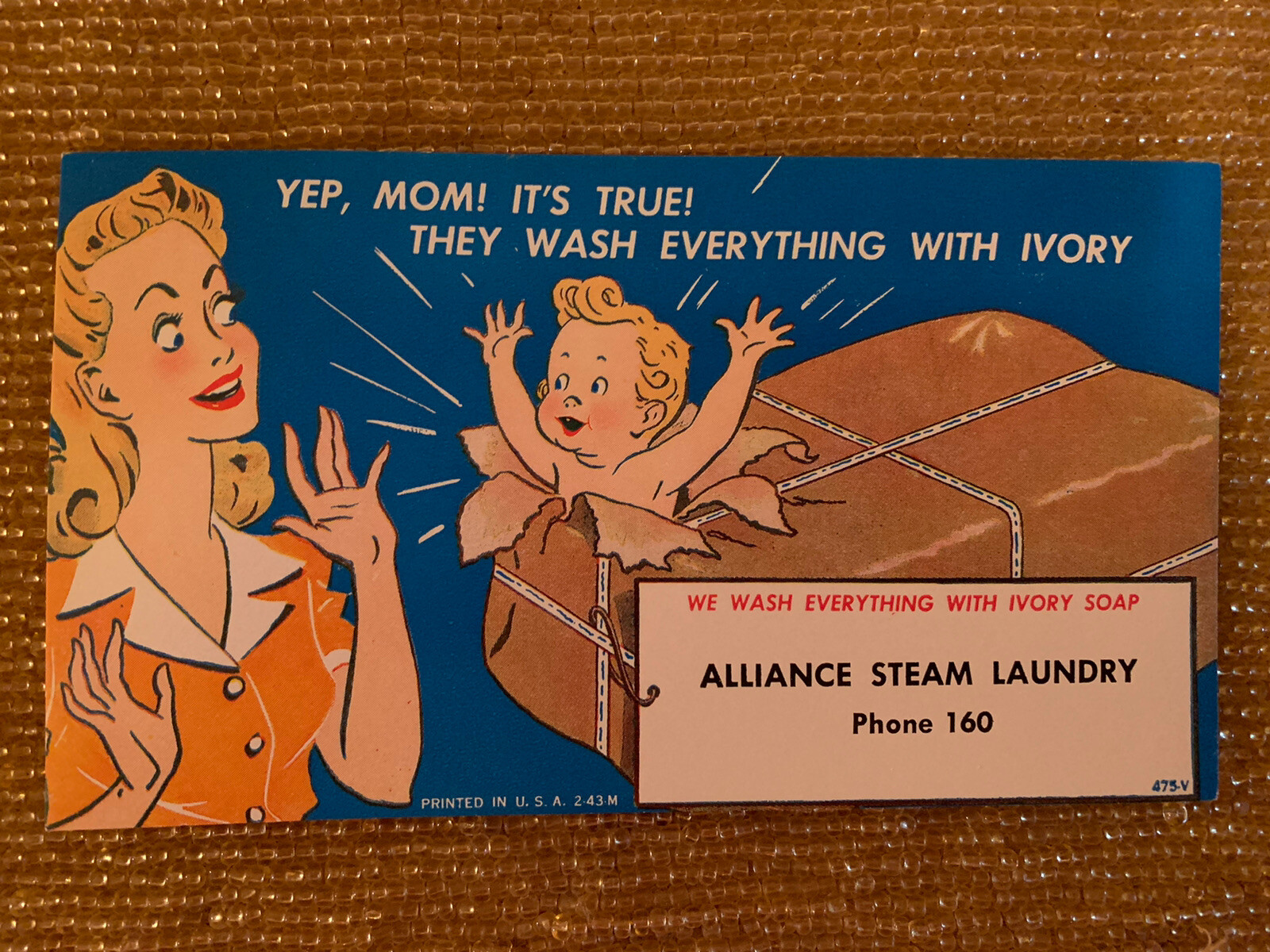 Antique Alliance Steam Laundry Ivory Soap Advertising Card Nebraska 6” X 3 3/8”