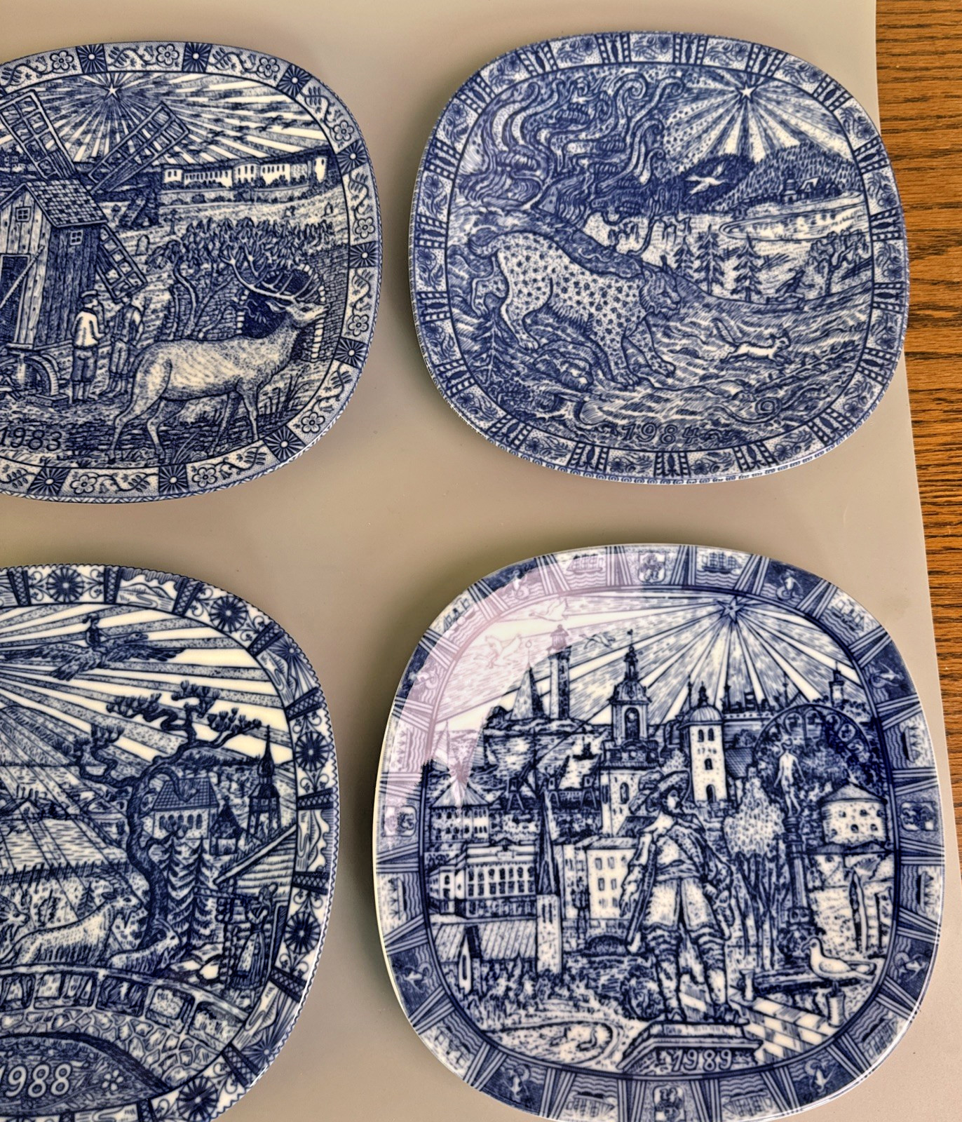 JULEN RORSTRAND Plates Lot Of 10 Sweden – Blue White Limited Edition 1980 – 89