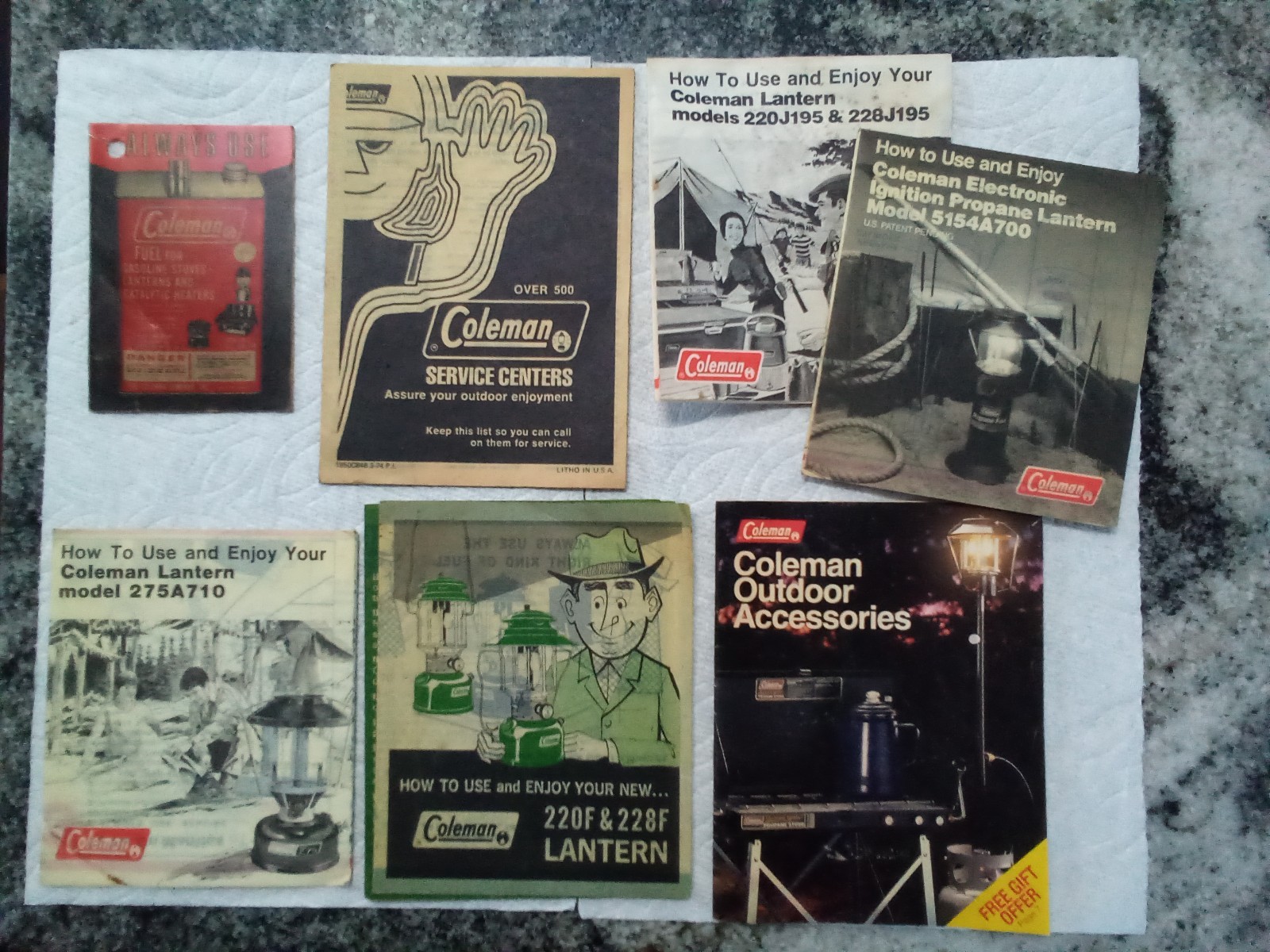 Vintage Mixed Lot Coleman Camping User Service Manual, Coleman Warranty, etc