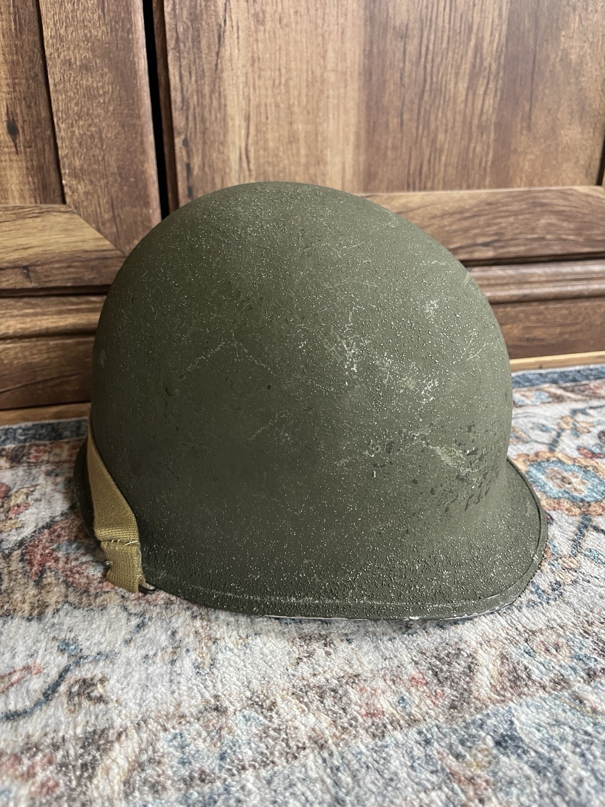 WWII U.S. Army Front Seam Swivel Bale M1 Helmet Steel Pot Shell No Liner