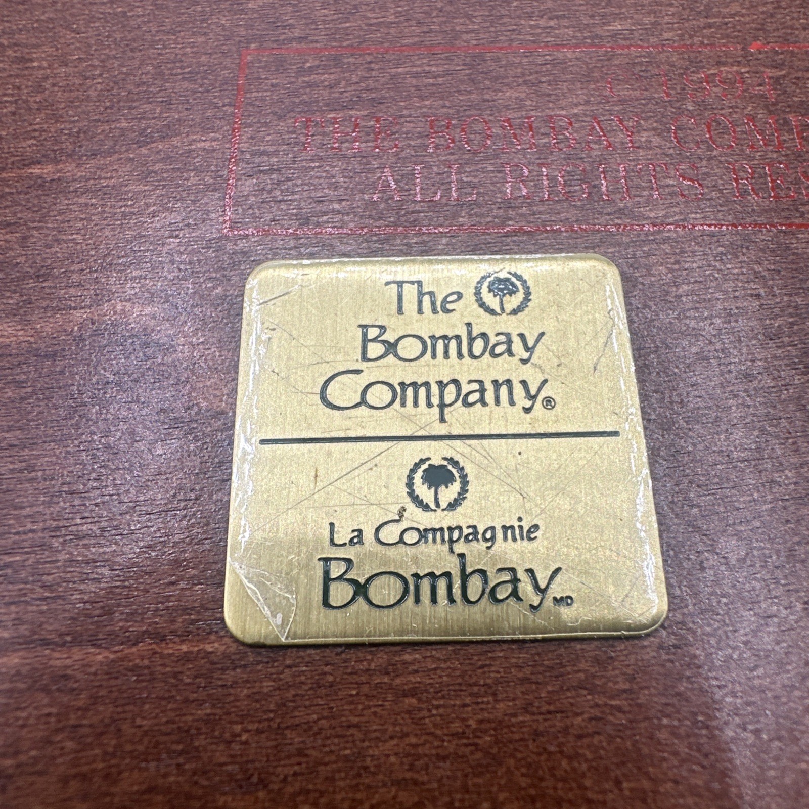 Vintage 1994 The Bombay Company Wooden Book Box Keepsake Jewelry Case Brass