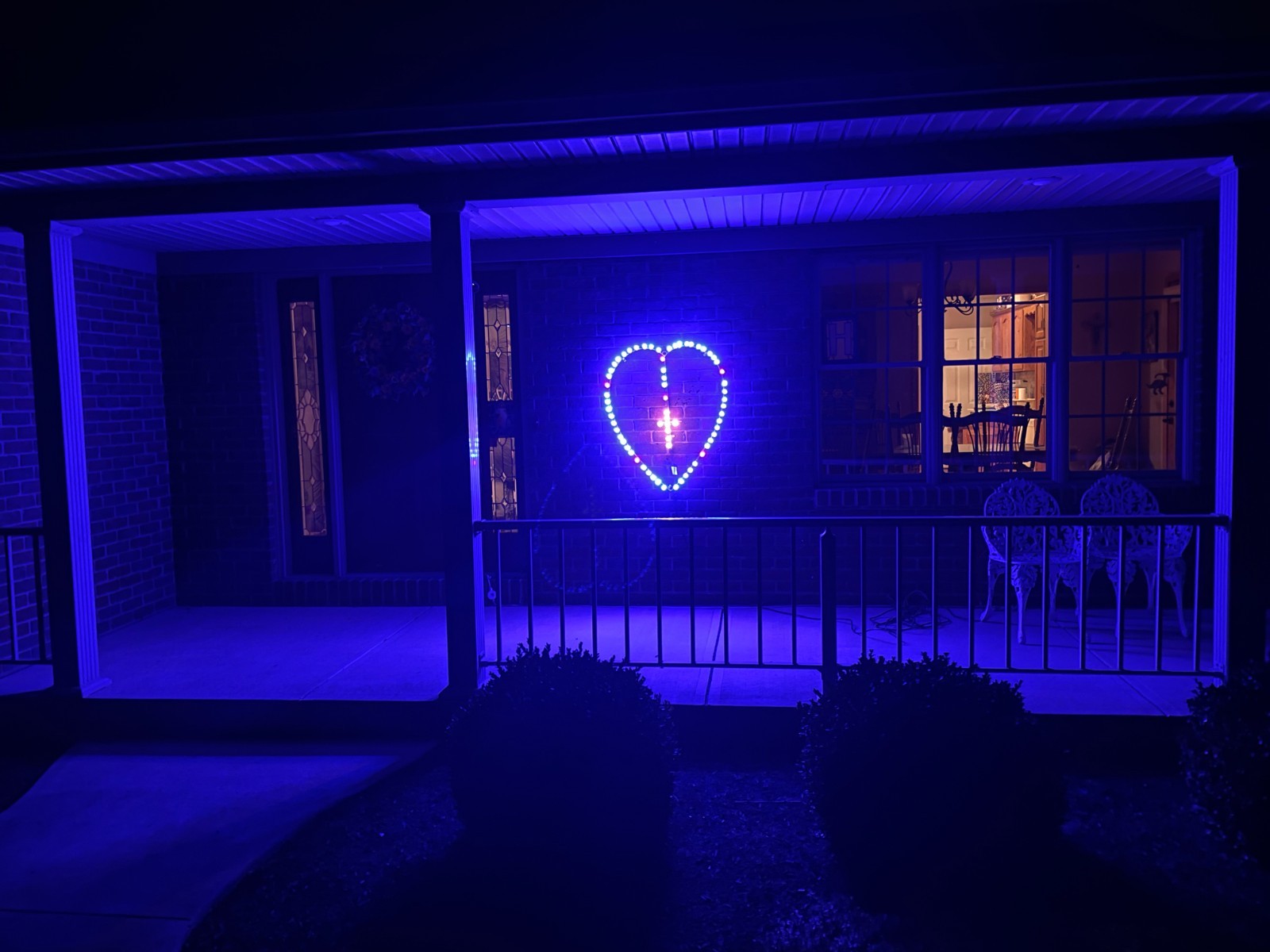 Heart Shaped LED Lighted Outdoor/Indoor Rosary, House or Barn, Catholic Blue
