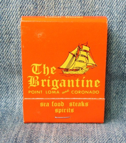 THE BRIGANTINE RESTAURANT POINT LOMA CORONADO CA Full Vintage Matchbook JNS-4