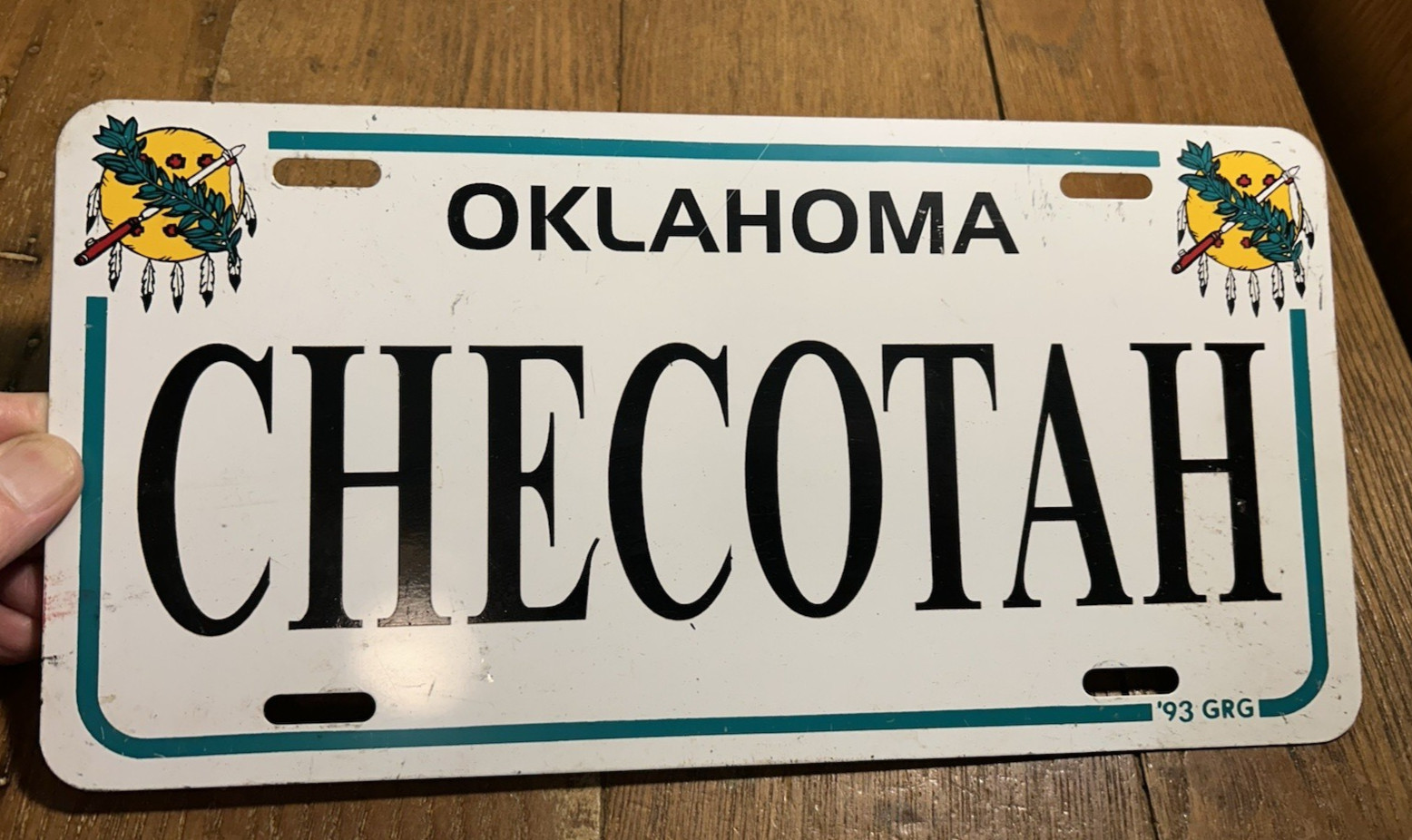 Checotah Oklahoma Osage Shield 1993 novelty License Plate metal