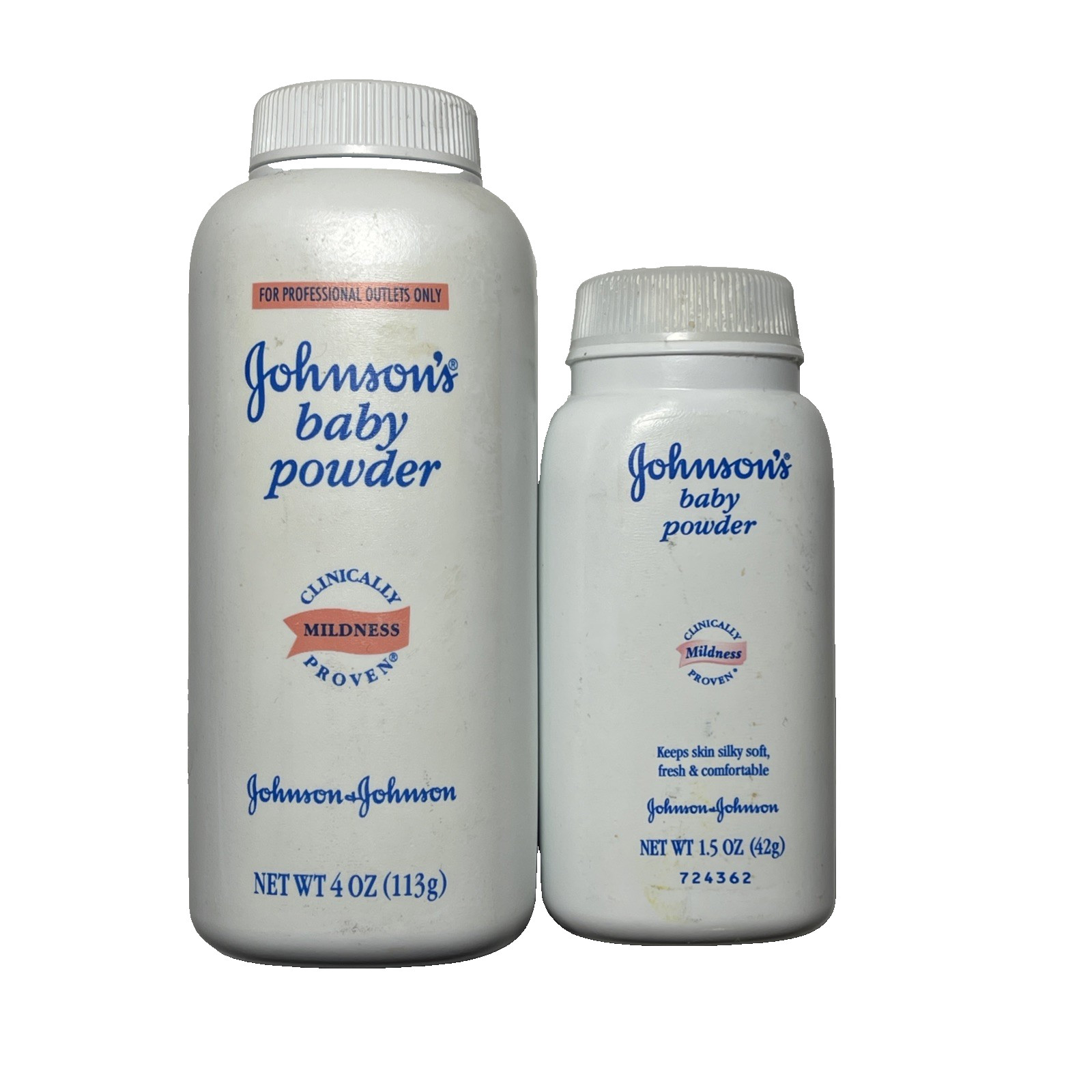 Vintage Johnsons Baby Powder Purest Protection Talc 4 oz & 1.5 oz *READ