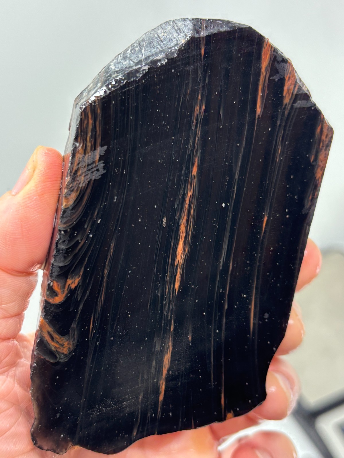 Tri-flow Sheen/Lace Obsidian Slab Lapidary Cabbing Knapping Combo ship avail