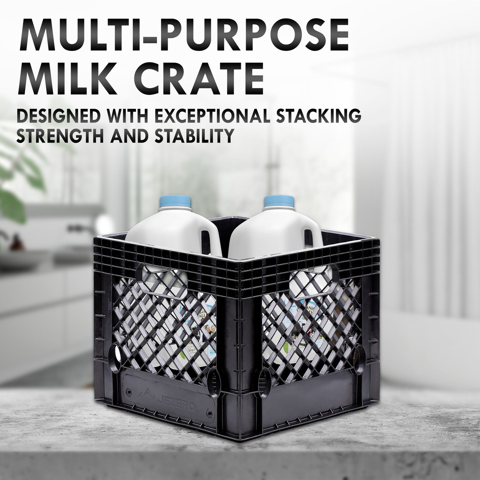 Juggernaut Storage 16 Qt Black Plastic Milk Crate