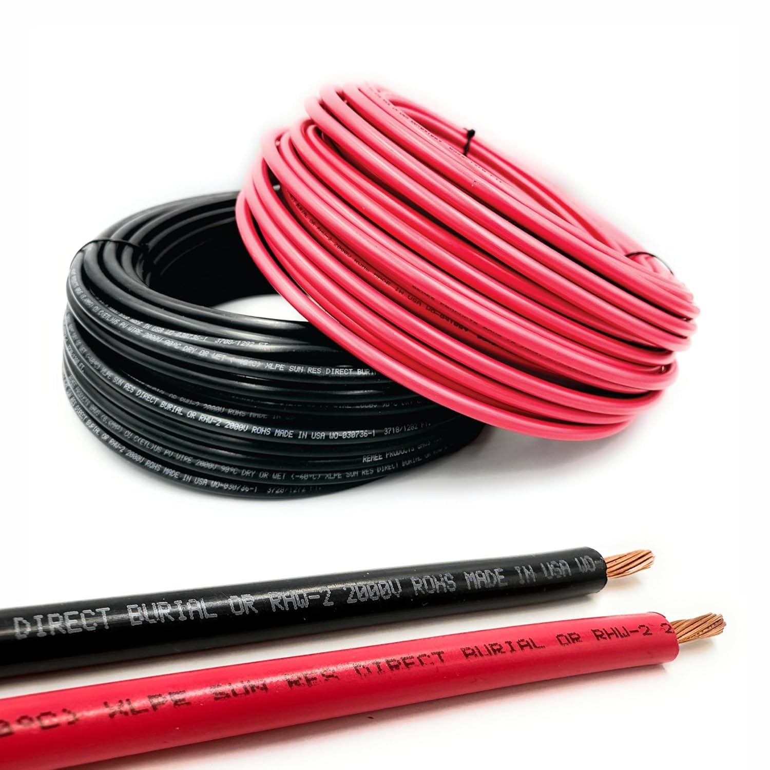 8 Gauge Solar Panel Professional Wire – Made in USA – 2X100 Ft Copper PV Wire UV