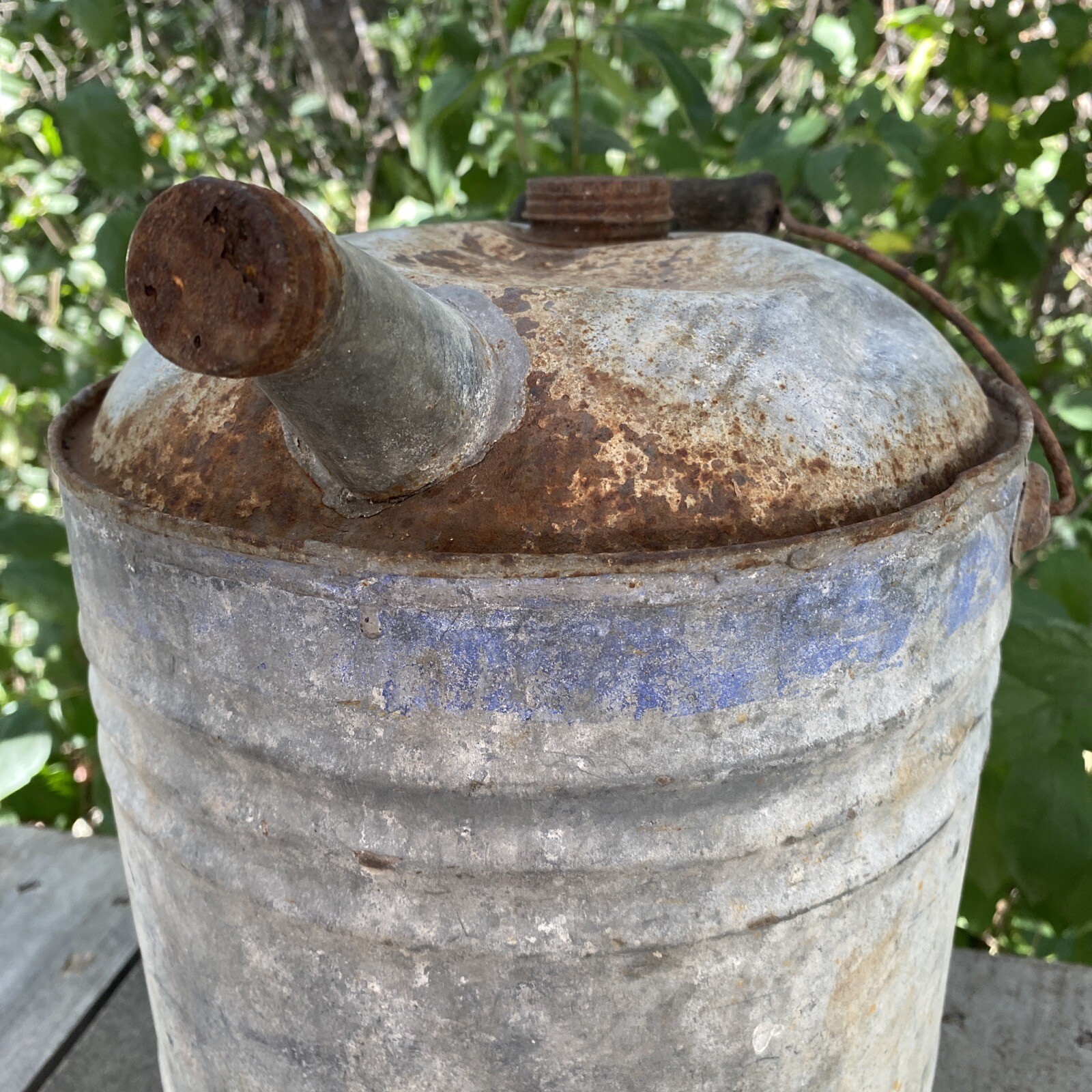 Vintage Galvanized Gas Can Gallons 12″ Antique Farm Can Empty Old Metal