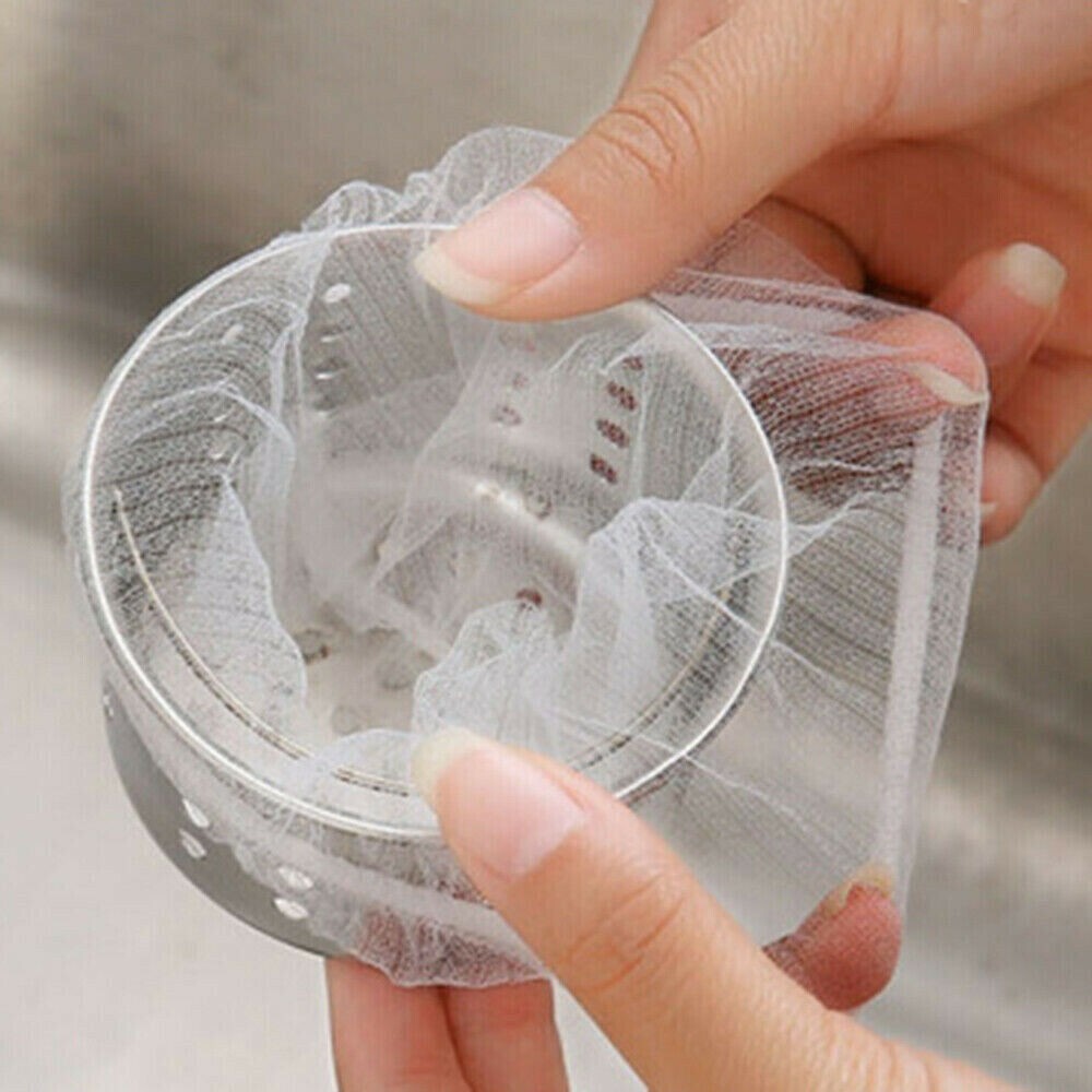100Pcs Sink Strainer Filter Nets Disposable Kitchen Drain Cover Bag Hair Filter