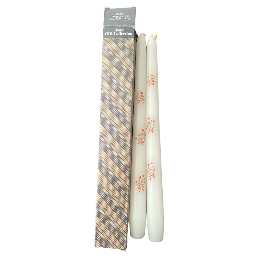 Avon Vintage 80s Heart Taper Candles (2) Set 10 inches Original Box