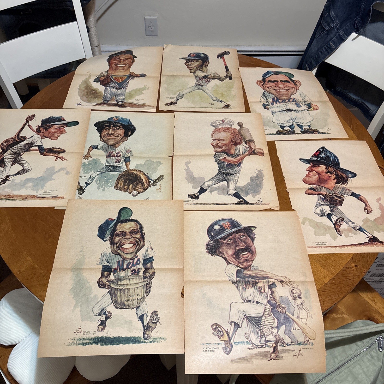 1973 NEW YORK DAILY NEWS NY METS CARTOONS * RUSTY STAUB , TUG McGRAW,SEAVER MAYS