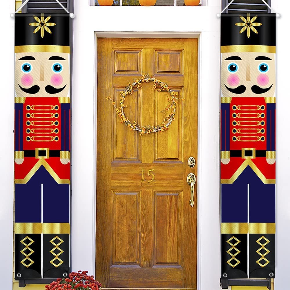 Nutcracker Christmas Porch Banner 72×14 Holiday Door Hanging Decorations