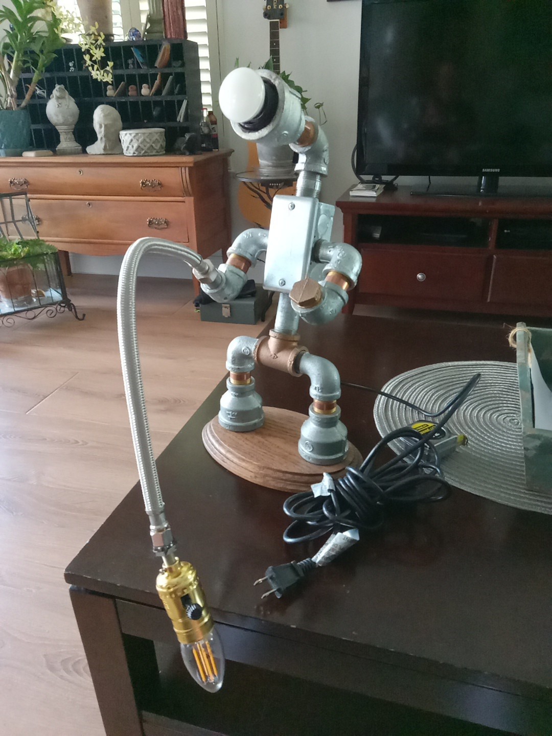 One Of A Kind Galvanized Pipe Lamp “The Fisherman “