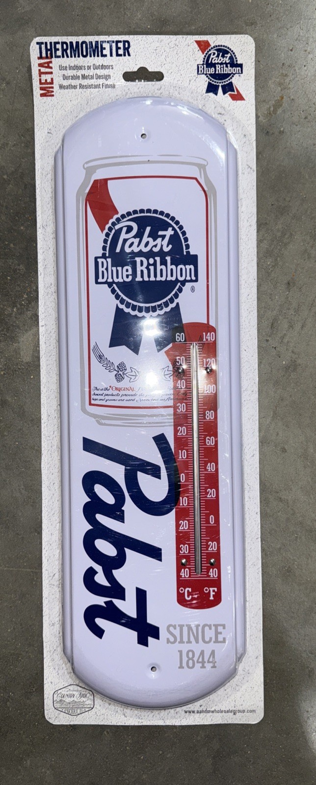 Pabst Blue Ribbon PBR Metal Thermometer Weather Resistant Indoor Outdoor Bar NEW