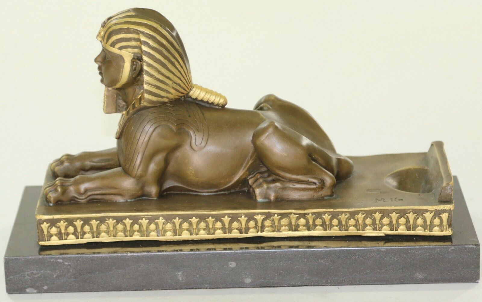 Signed Vintage Mythological Creature Sphinx Egyptian Art Seco Marble Sculpture