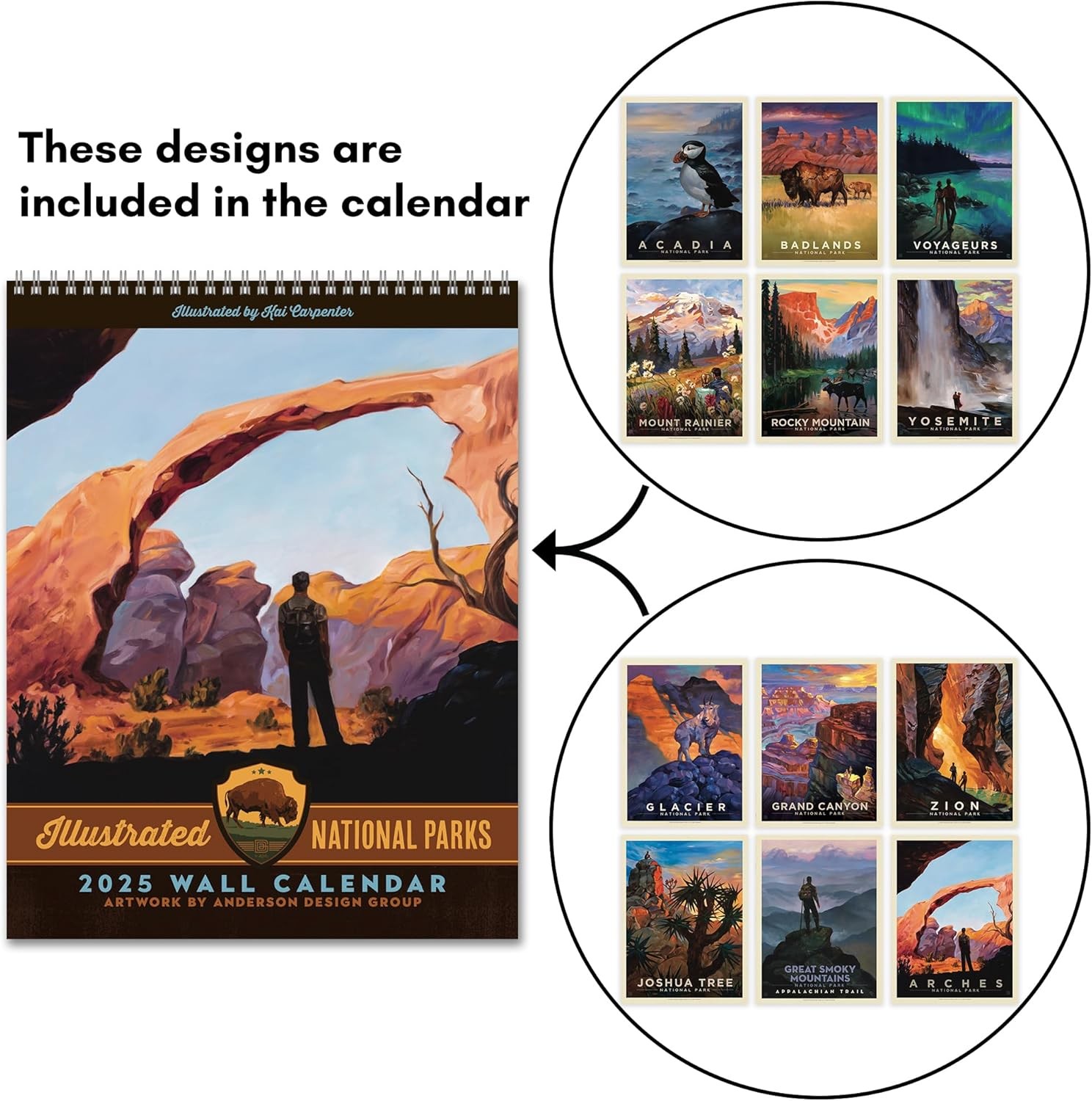 Americanflat 2025 Wall Calendar – Scenic National 10×13, Park