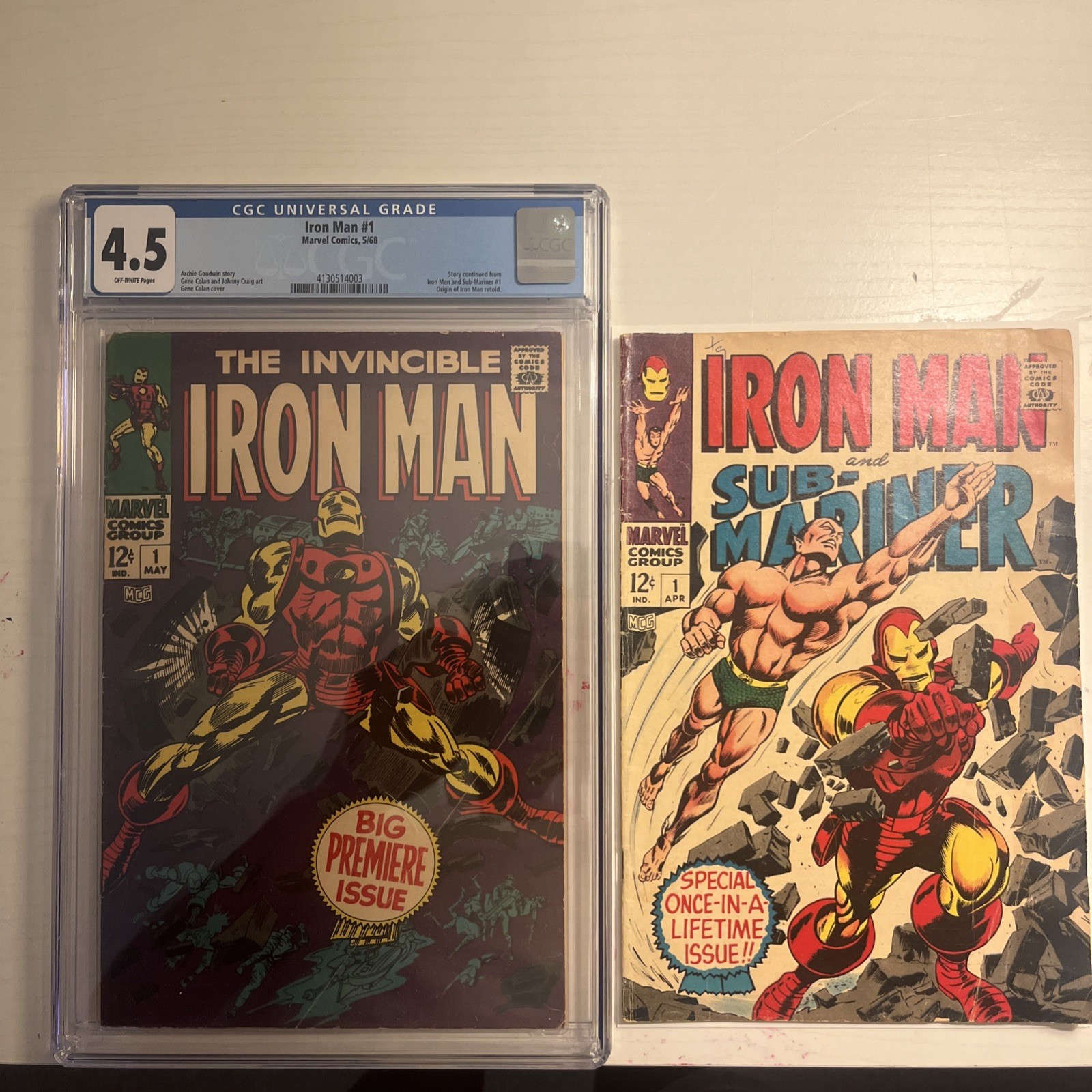 Iron Man #1 CGC 4.5 | 1968 Marvel | bonus Iron man sub-mariner 1 *2 books!*
