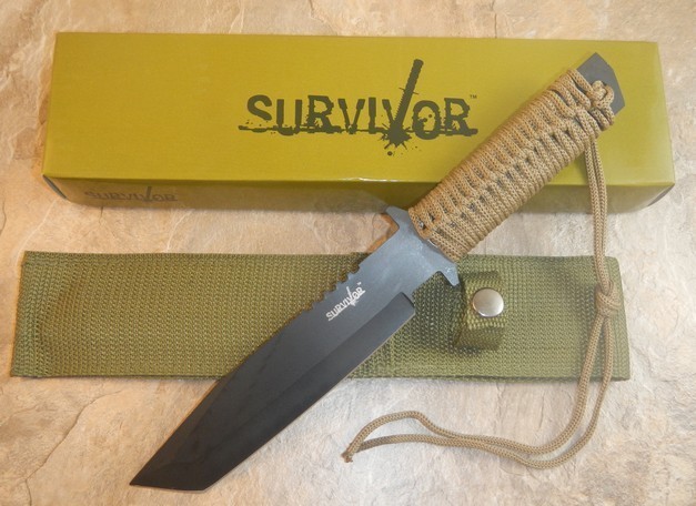 11 1/2″ TACTICAL HUNTING Survival Black FIXED BLADE KNIFE Army Tanto w/ SHEATH