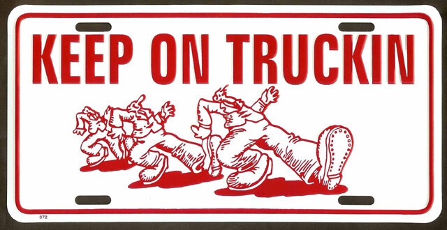 Vintage Keep On Truckin License Plate Embossed Metal Auto Tag — New Old Stock