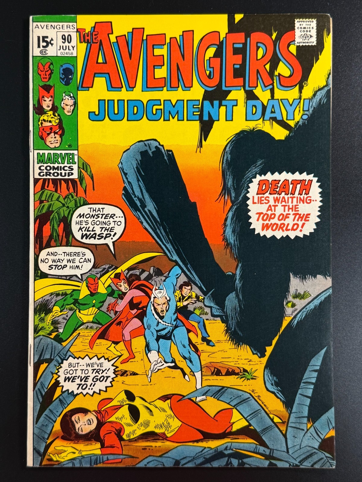 The Avengers #90 Judgement Day 1971 SHARP Higher Grade OW Pages