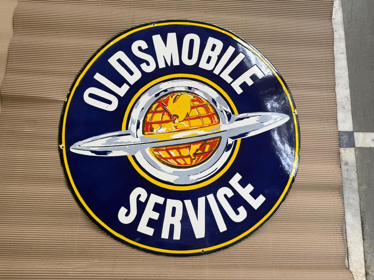 PORCELIAN OLDSMOBILE ENAMEL SIGN SIZE 30X30 INCHES DOUBLE SIDED