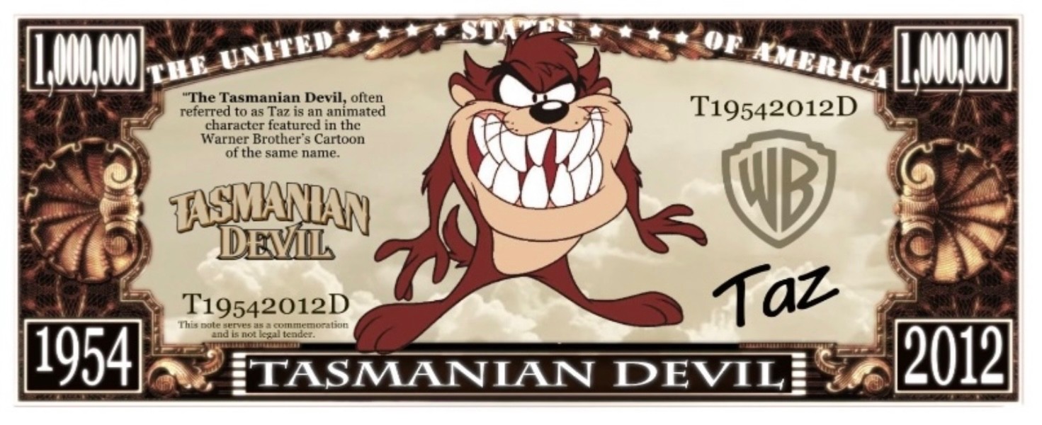 40 Pack Looney Tunes Tasmanian Devil Money Collectible Novelty 1 Million Dollars
