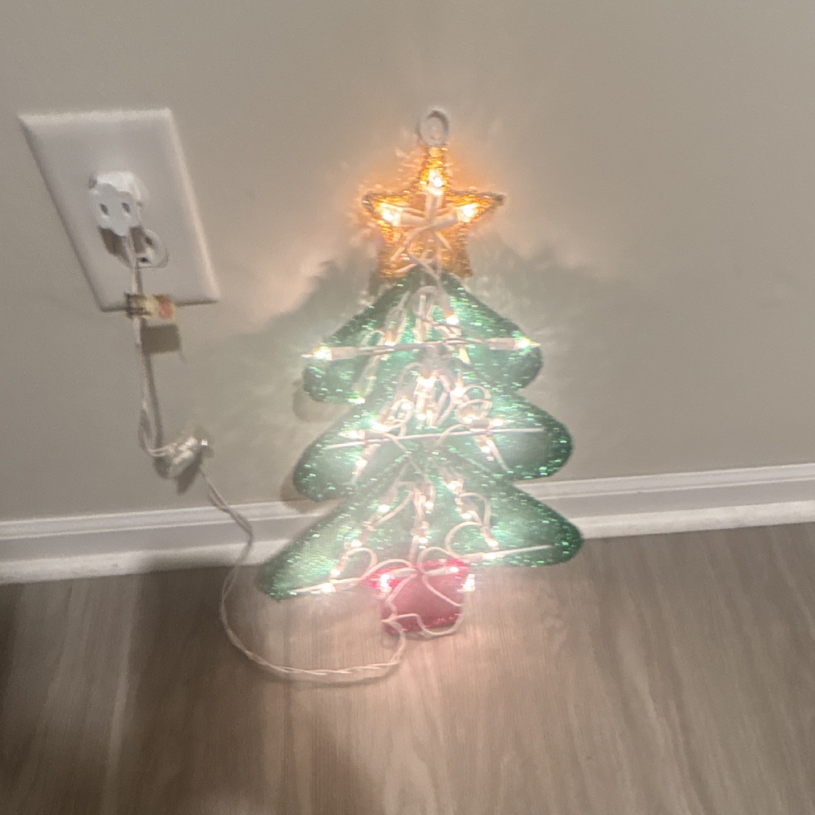 Lighted Indoor Christmas Tree Decoration Corded Electric Green Red Yellow