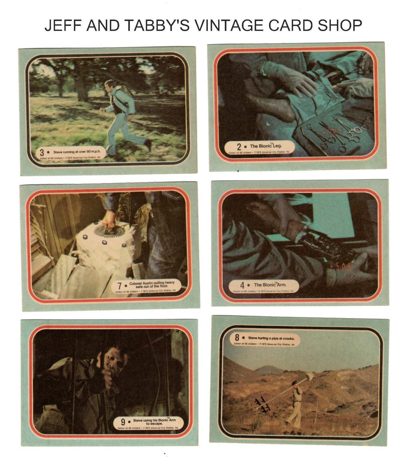 1975 Donruss SIX MILLION DOLLAR MAN / SEE DROP DOWN MENU