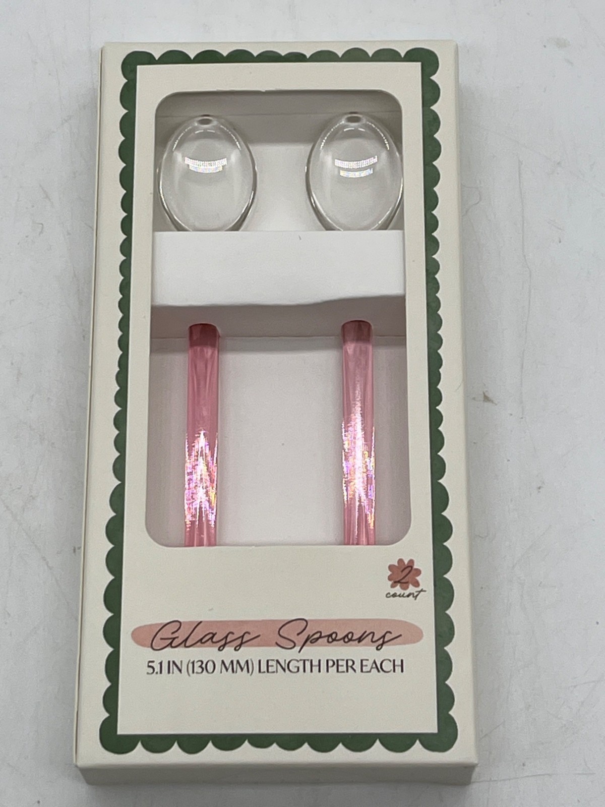 Target Bullseye Glass Spoons Set Of 2 Pink 5.1 Inch Length Hand Wash Only