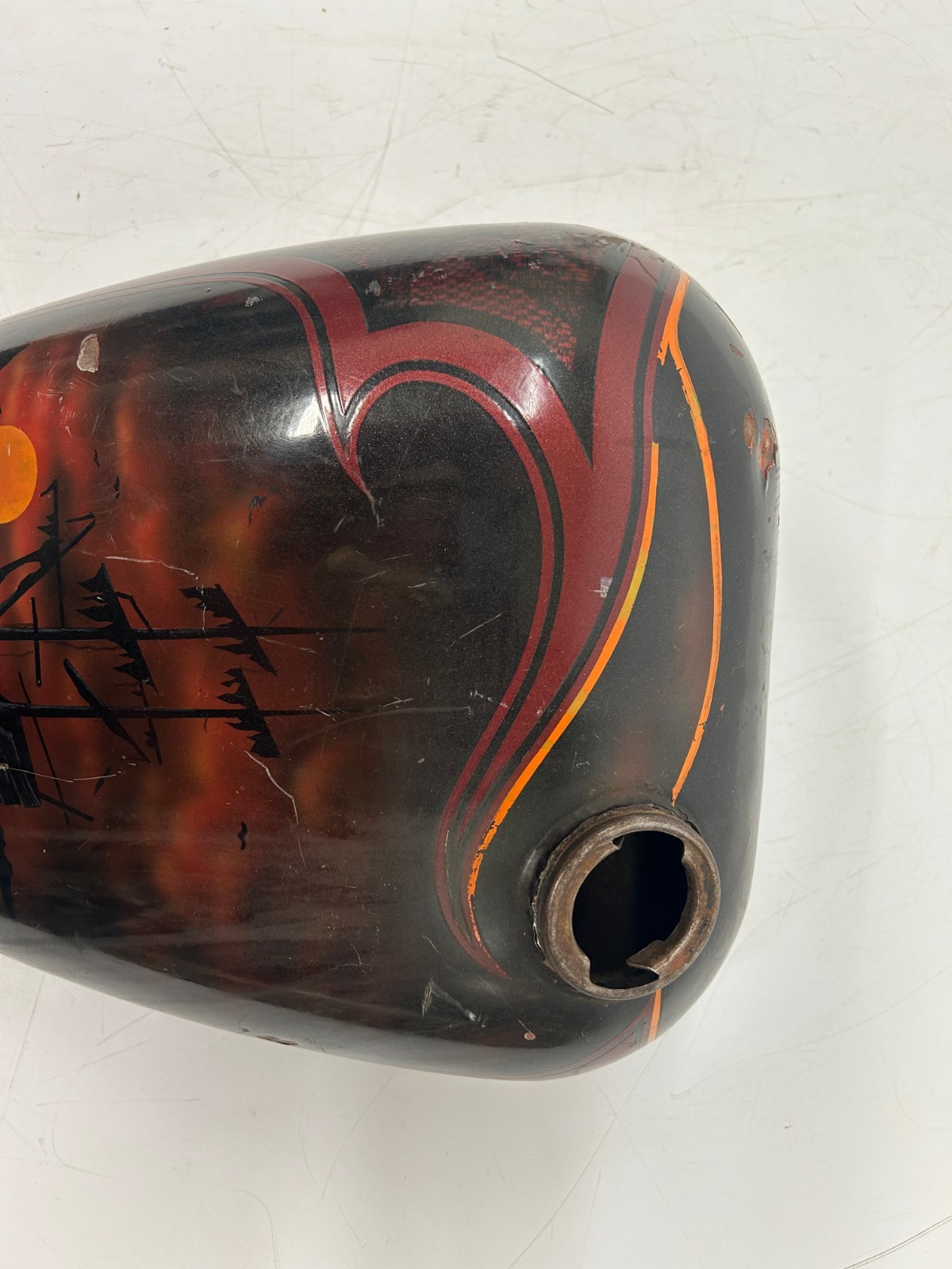 Vtg Maybe Harley Davidson After Market Custom Painted Motorcycle Fuel Tank As Is