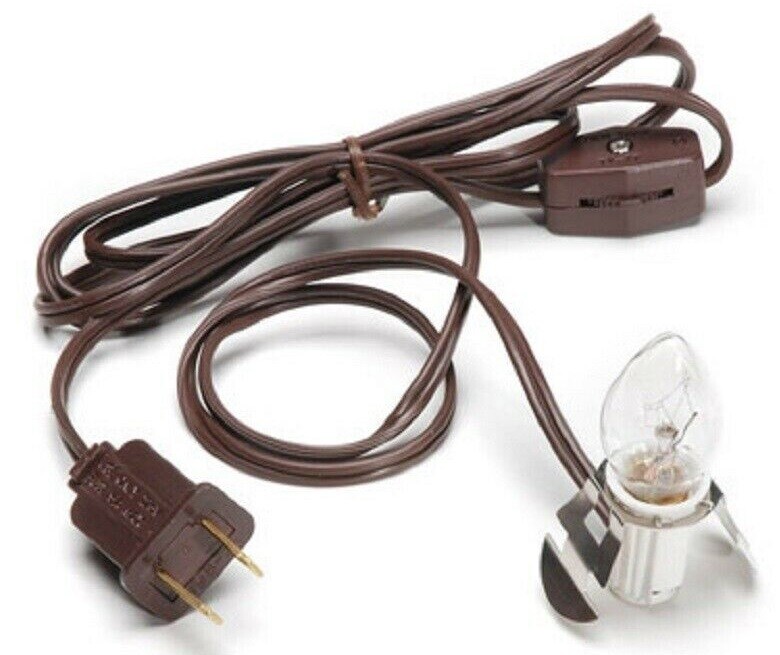 Brown Clip Lamp Light 6′ Electric Accessory Cord with Socket on/off Switch