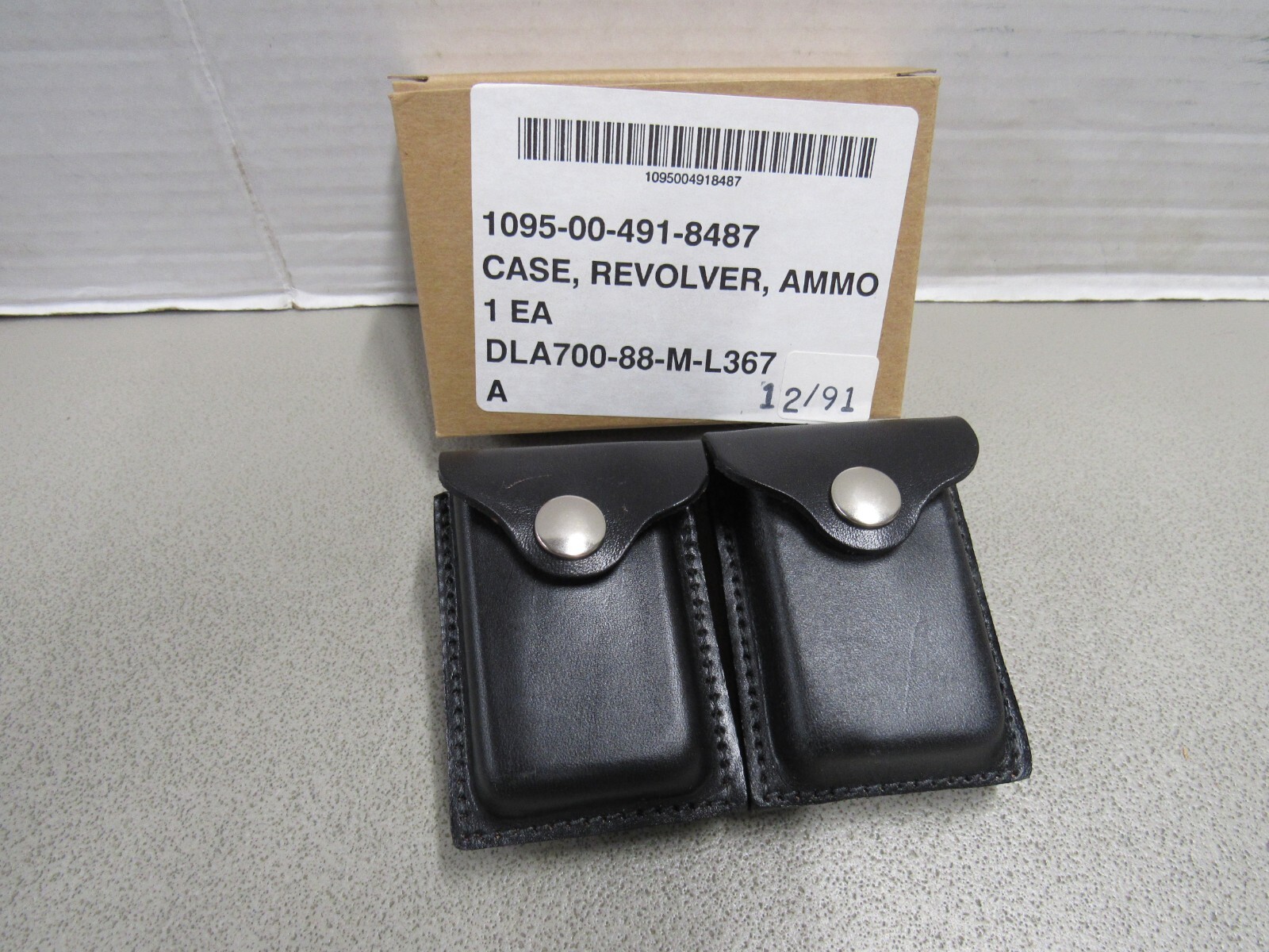 US Air Force Revolver Ammo Case Black Leather 38 CAL Military 1980s/90s USAF NOS