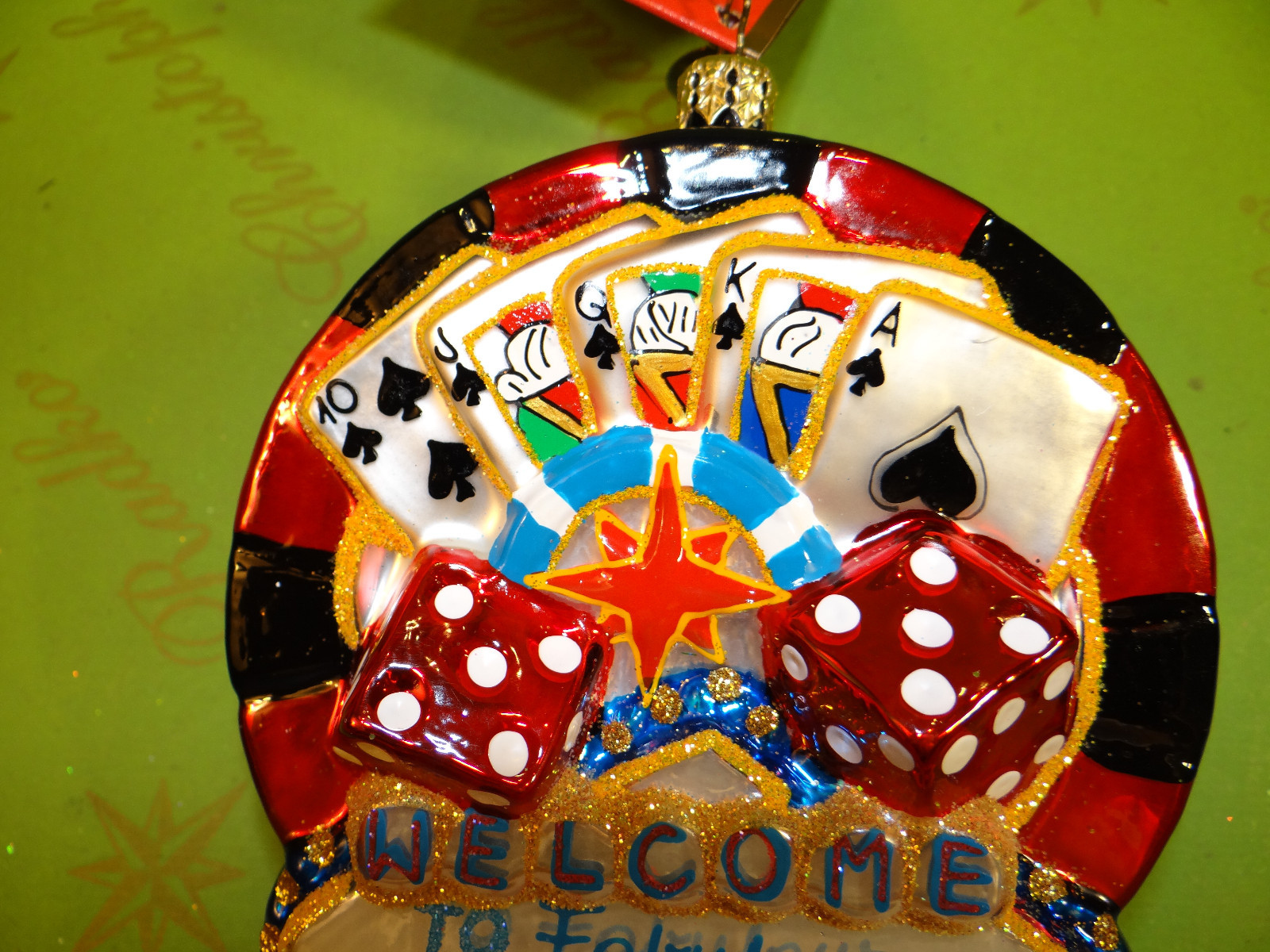 Christopher Radko Las Vegas On The Roll Glass Ornament