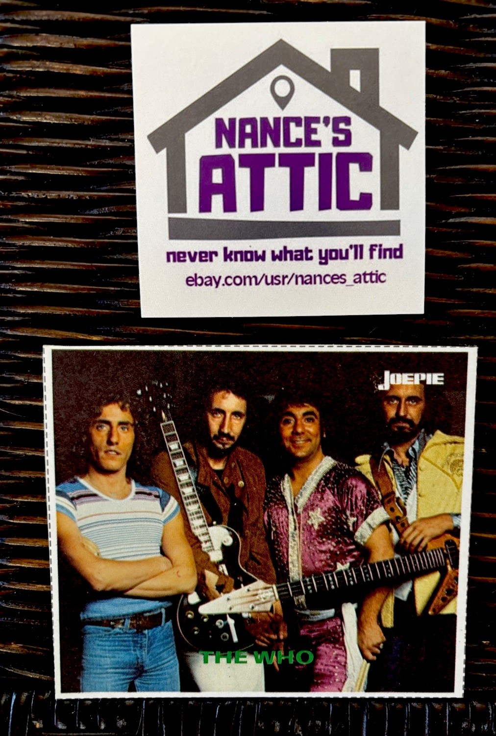 STICKER,DECAL THE WHO MUSIC , JOEPIE, MUZIEK POP ROCK TV FILM STARS 1970