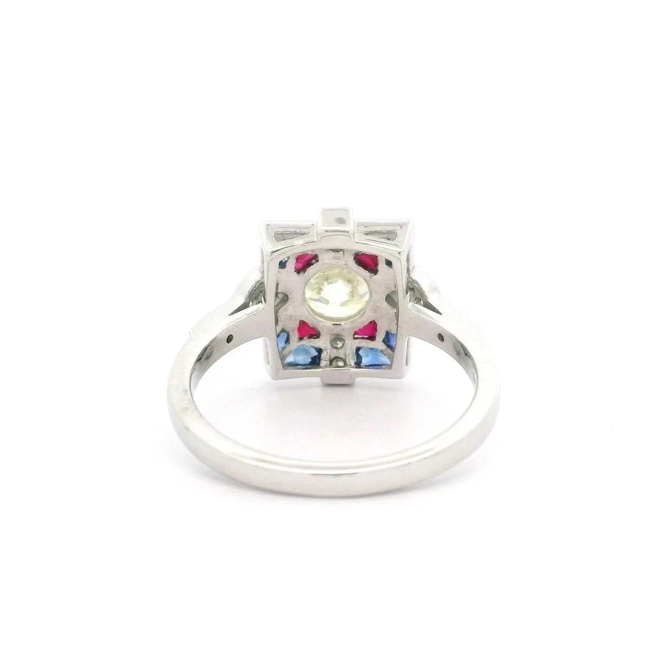3Ct Art Deco Style Lab Created Diamond Engagement Wedding 14K White Gold FN Ring