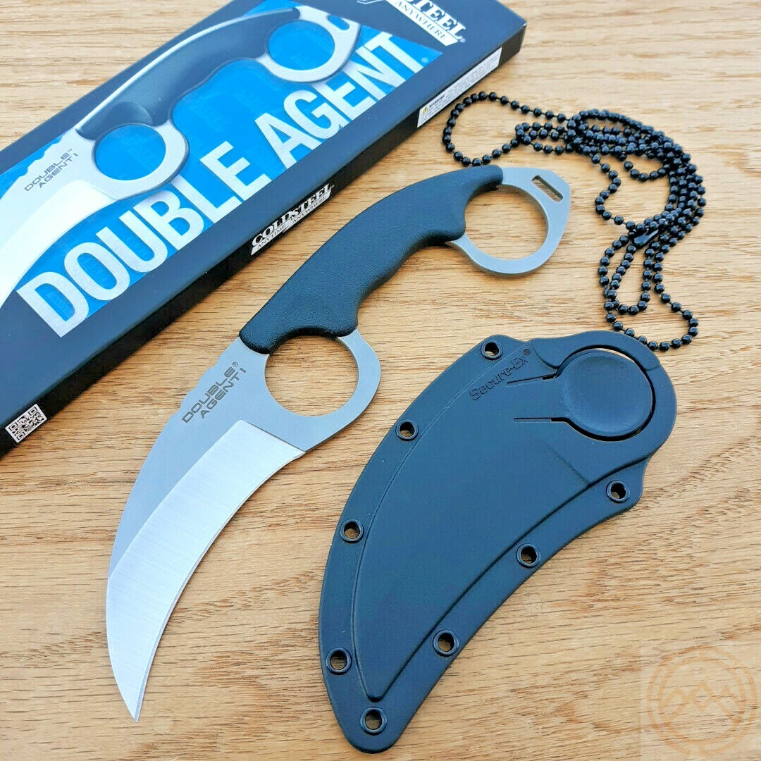 Cold Steel Double Agent I Fixed Knife 3″ Satin AUS-8 Steel Blade Griv-Ex Handle
