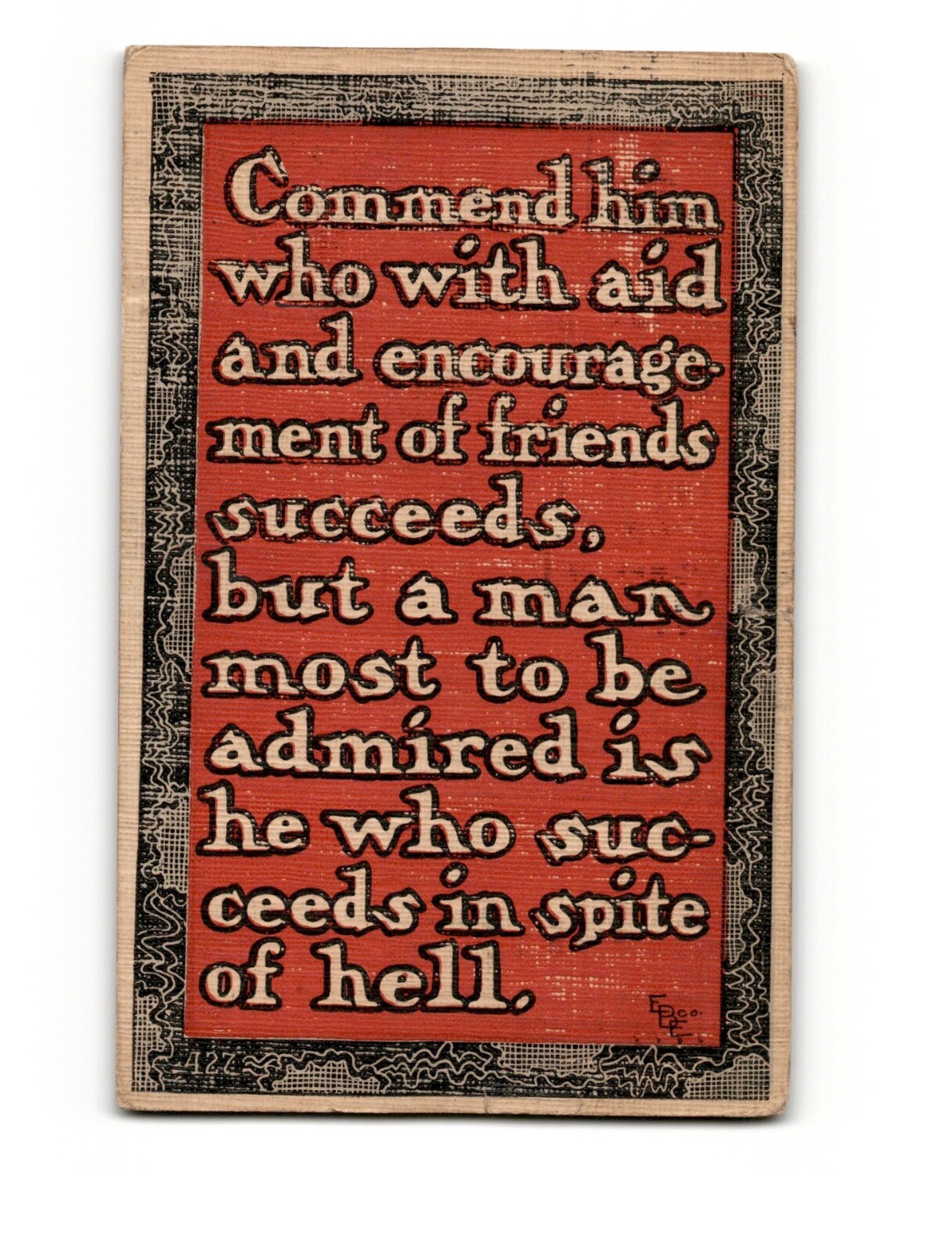 Vintage Postcard 1908 Inspirational Motto Postcard EP Co. Success Quote Gothic