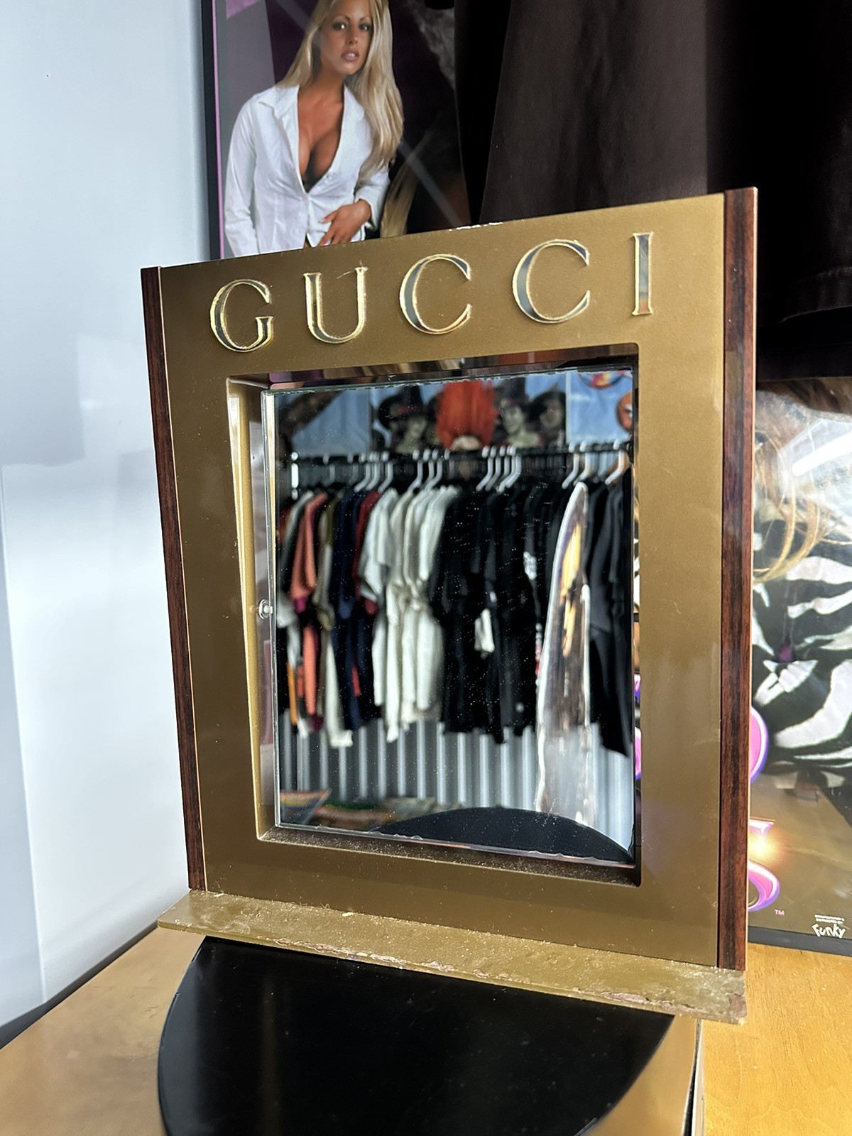 VINTAGE GUCCI (RETAIL) BRONZE METALLIC TABLETOP MIRROR