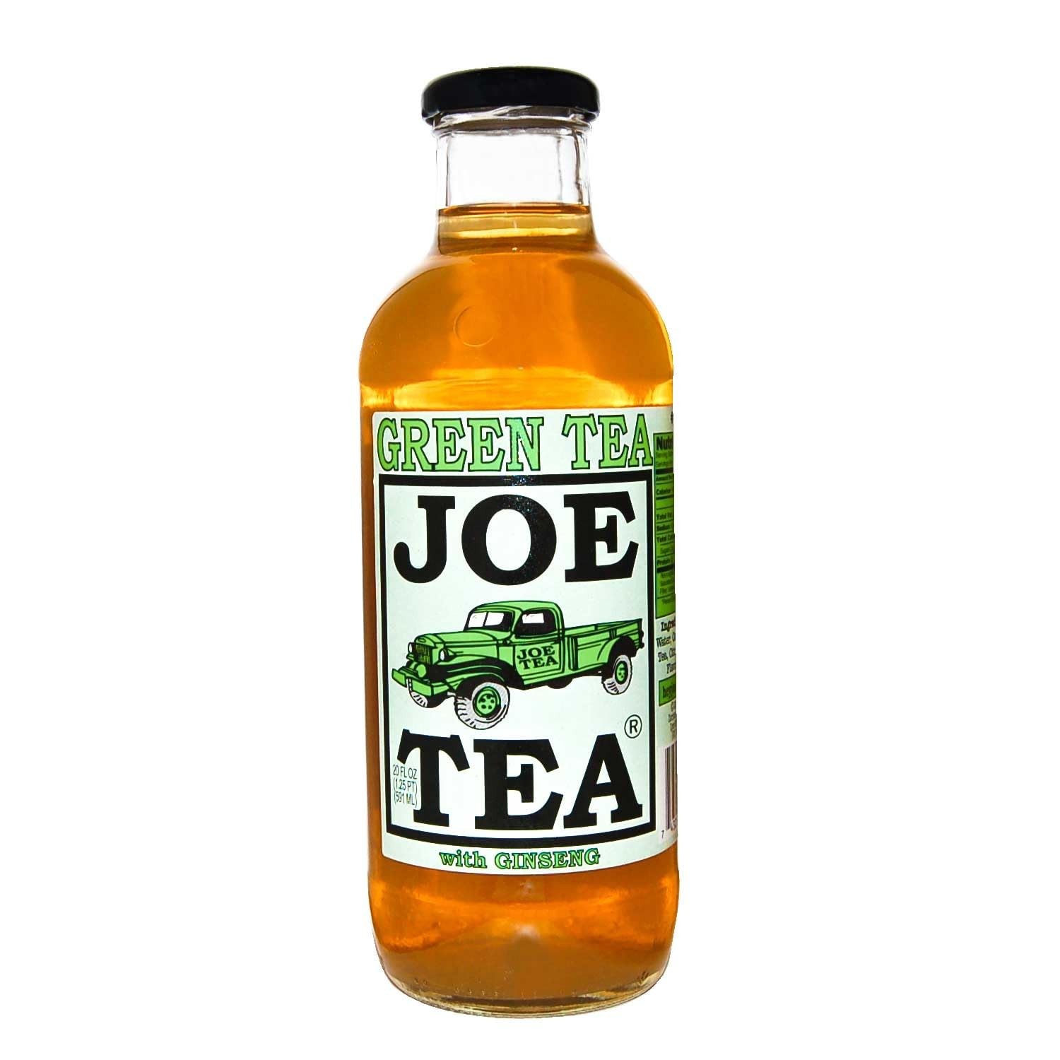 Joe Tea Ginseng Green Tea Half & Half Tea 20 Fl Oz, 12 Pack Glass Bottles