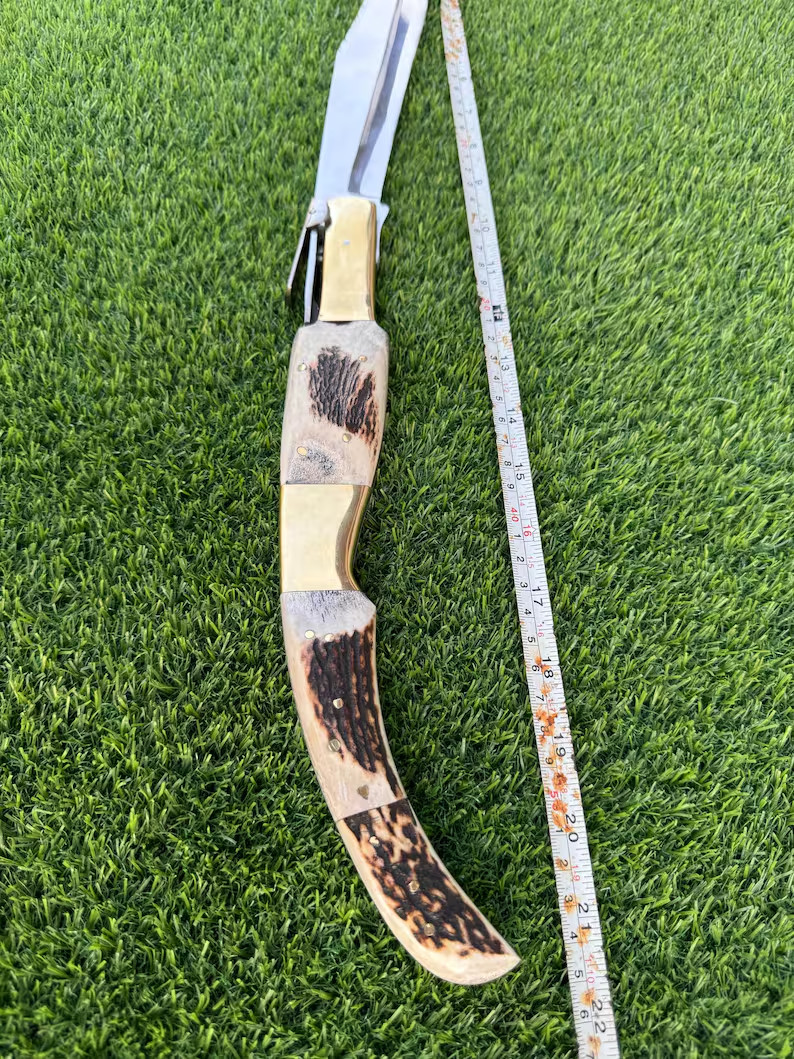 Handmade Spanish Folding Navaja Knife Stag Handle Steel Blade Gift for Him